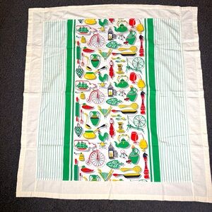 Vintage Feed Sack Fabric with Vintage Kitchen 47.5X43.5" Retro 1950's Flaws